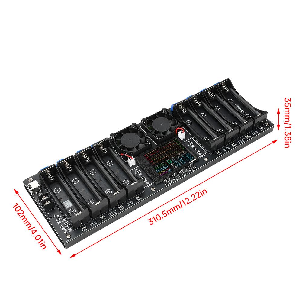 8 Channel 18650 Lithium Battery Capacity Tester Module MAh MWh Digital 18650 Battery Power Detector Tester Module Type-C