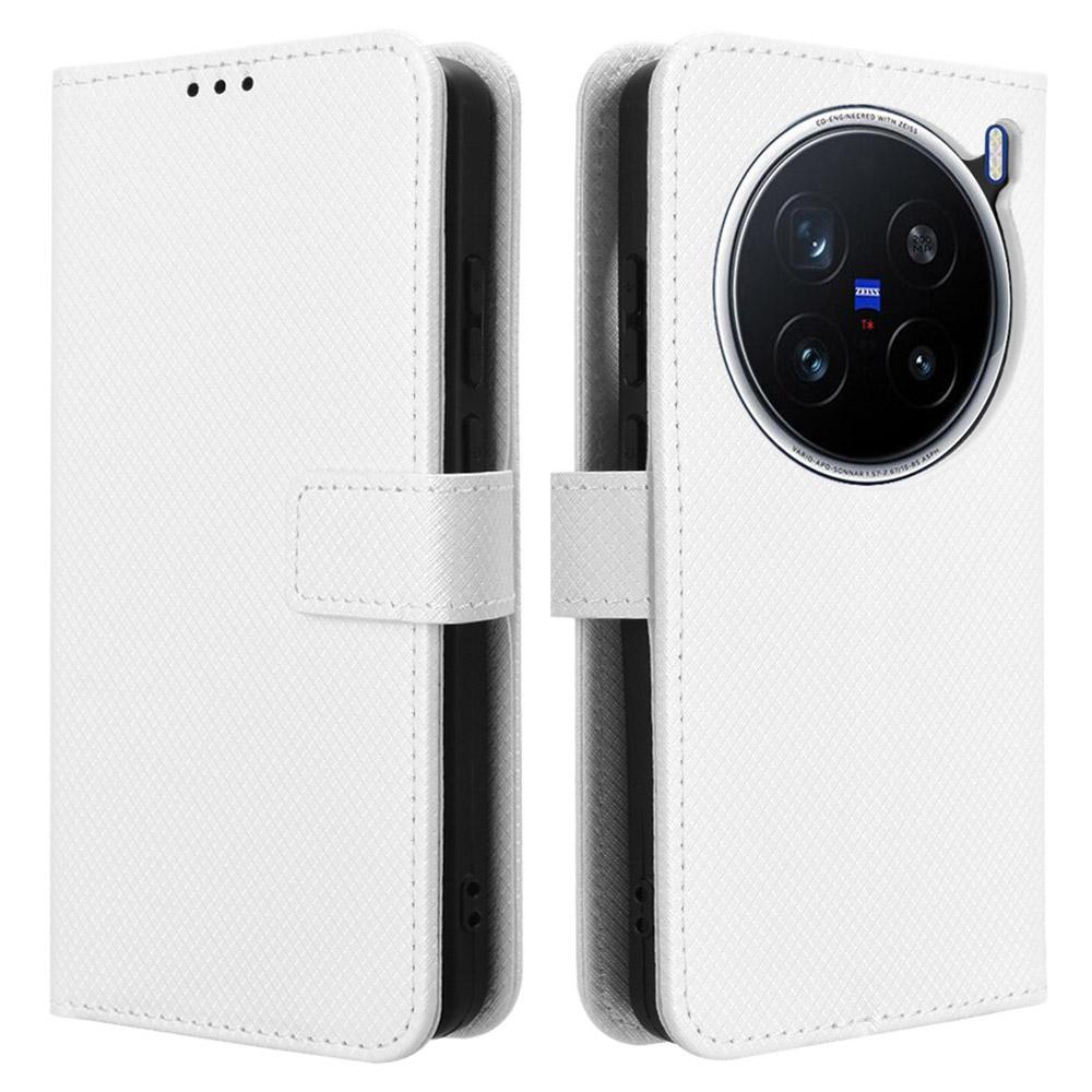 For Vivo X200 Pro 5G Case PU Leather Diamond Texture Wallet Phone Cover