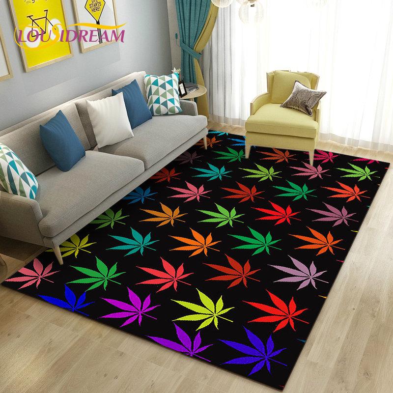 Reggae Music Jamaican Maple Leaf Area Rug,Carpet Rug for Living Room Bedroom Sofa Doormat Decoration,Kid Play Non-slip Floor Mat