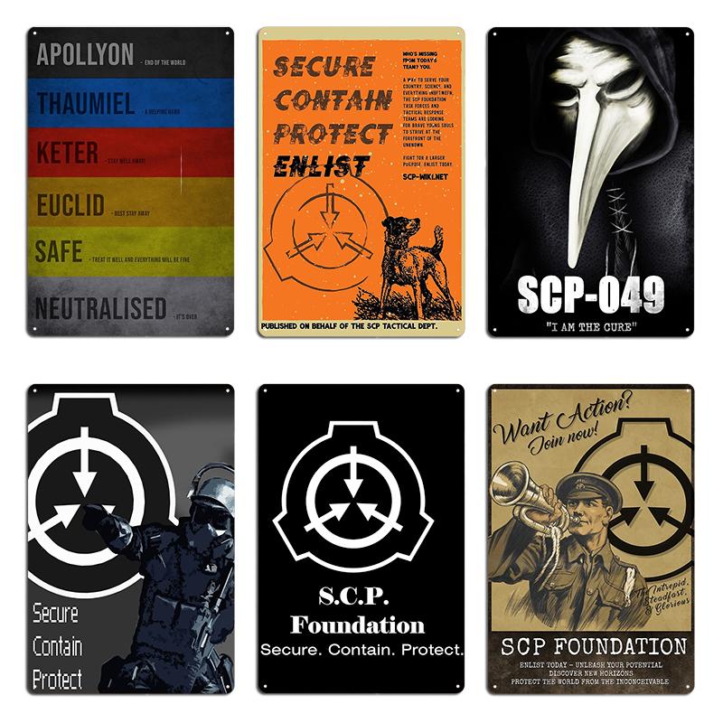 Classes d'Objets SCP Panneau Métallique Fresque Murale pub Garage Conception Peinture Murale SCP-049 Plaque en Fer Blanc Affiches