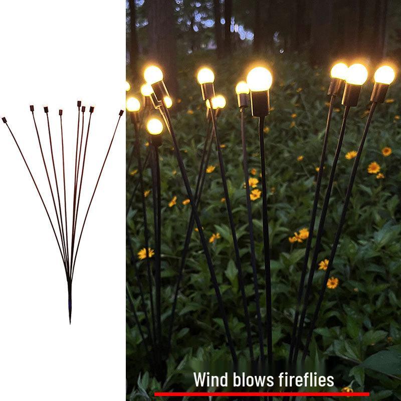 LED Wind-Powered Firefly Lights, 6 or 8 Heads, Outdoor Landscape Decoration for Parks and Streets