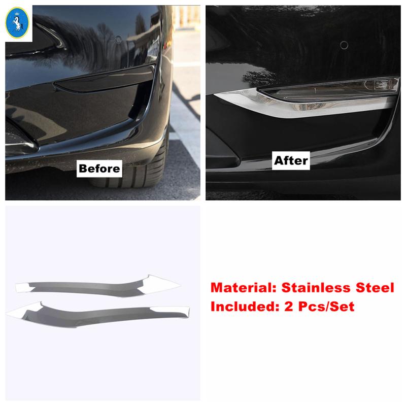 Front Rear Fog Lights Tail Eyelid Eyebrow Back Bottom Bumper Panel Cover Trim For Tesla Model Y  - 2024 Exterior Accessories