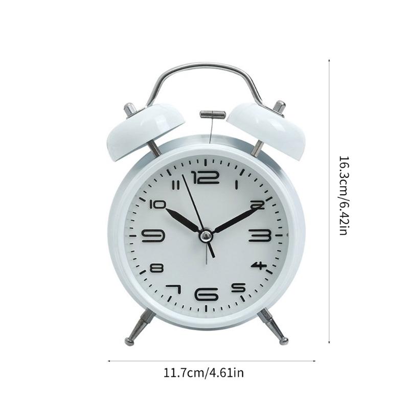 Alarm Clock, Noiseless Clock with Light and Noiseless for Heavy Sleepers 4.6" Analogue Alarm Clock