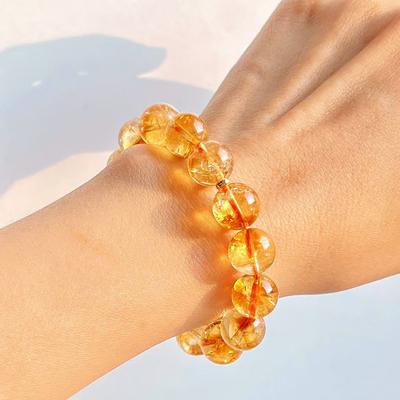 10Mm925 Silver Retro High Quality Vitreous Natural Yellow Tower Crystal Citrine Bracelet Bracelet.
