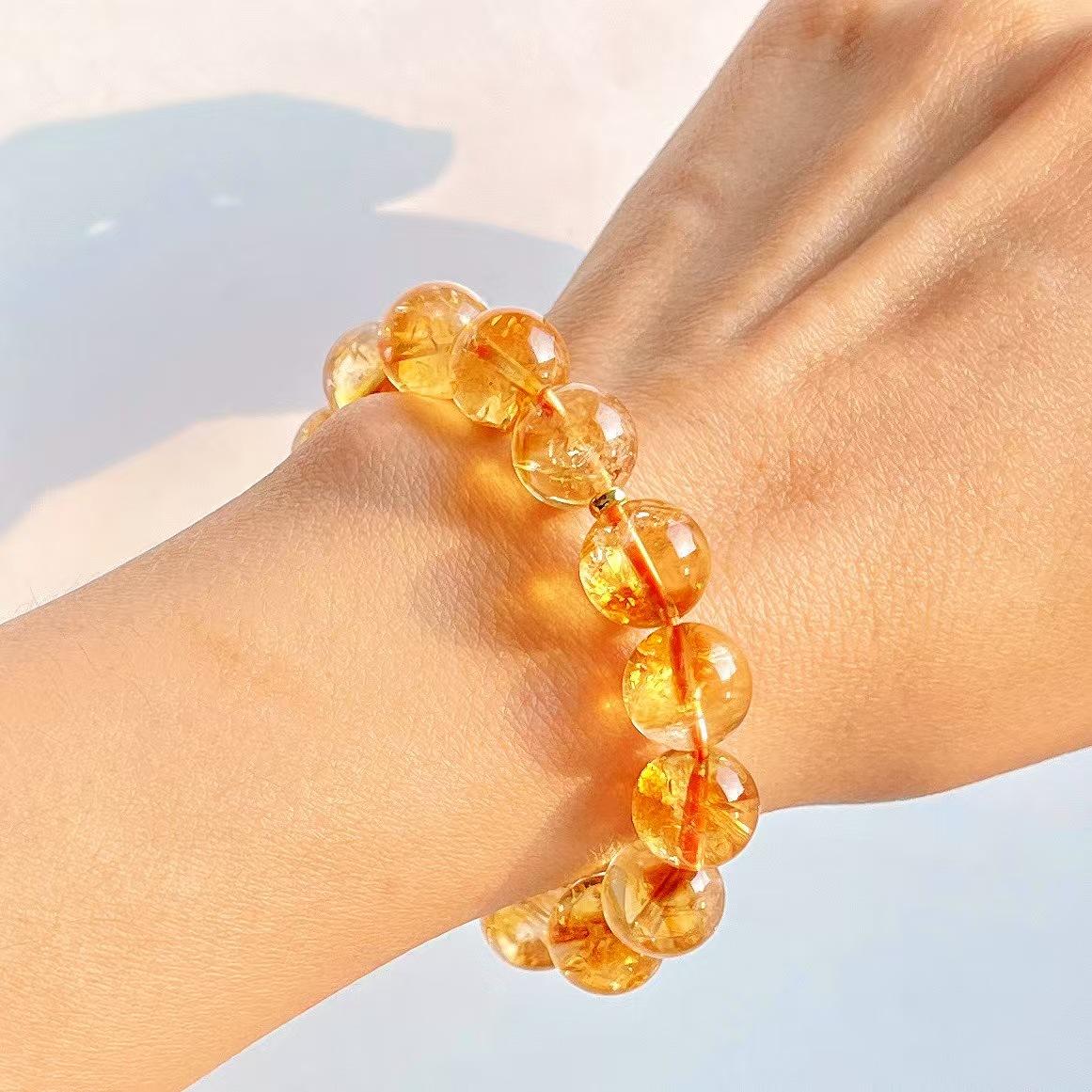 10Mm925 Silver Retro High Quality Vitreous Natural Yellow Tower Crystal Citrine Bracelet Bracelet.