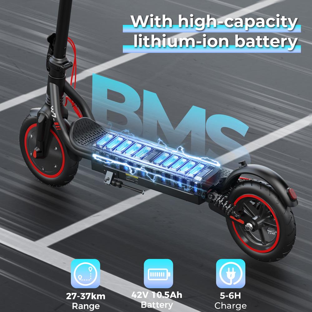 iScooter W7 elektrická koloběžka: Výkon 650 W, dojezd 37 km, E-ABS a mechanické kotoučové brzdy