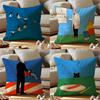 Parody Art Illustration Cushion Cover Anti-dustmite Pillowcase Invisible Zipper Silky Short Plush Sofa Cushion Cover