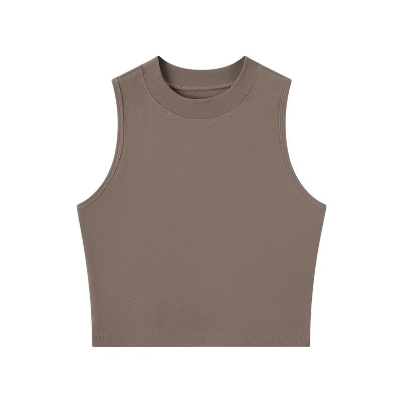 Women's Spring/Summer 2025 Slim Fit Sleeveless Crop Top - Spicy Girl Style Round Neck Camisole