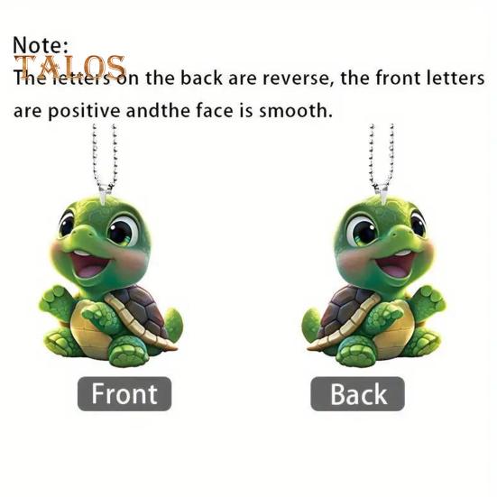 Auto-Anhänger aus Acryl, lebensechte Schildkröte mit Kettenriemen, leicht, zum Aufhängen an Bäumen, Türen, Fenstern, Wänden, Umhängetasche, Schultasche, Dekorationsanhänger