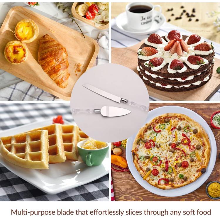 Stainless Steel Cake Shovel Set Bread Pizza Knife Dessert Pie Fondant Divider Cutter Spatula for Wedding Birth Baking Tool  2Pcs