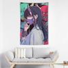 Vaporwave Samurai Anime Girl Tapestry  Unisex Wall Hanging Decor for Bedroom  Living Room