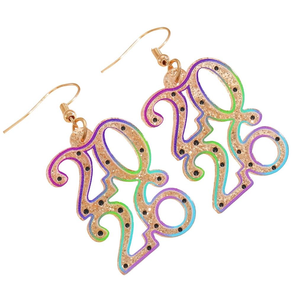 Creative 2026 Theme Earrings Acrylic Texture Geometric Earrings Ear Jewelry Suitable for Elegant Women Daily Wear