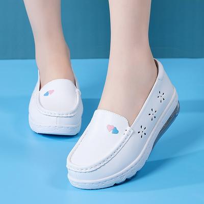 Air Cushioned Nursing Shoes for Women with Soft Soles, Breathable, Comfortable, Anti Slip, and Odor Resistant. White Shoes with Plush Cotton for Work
