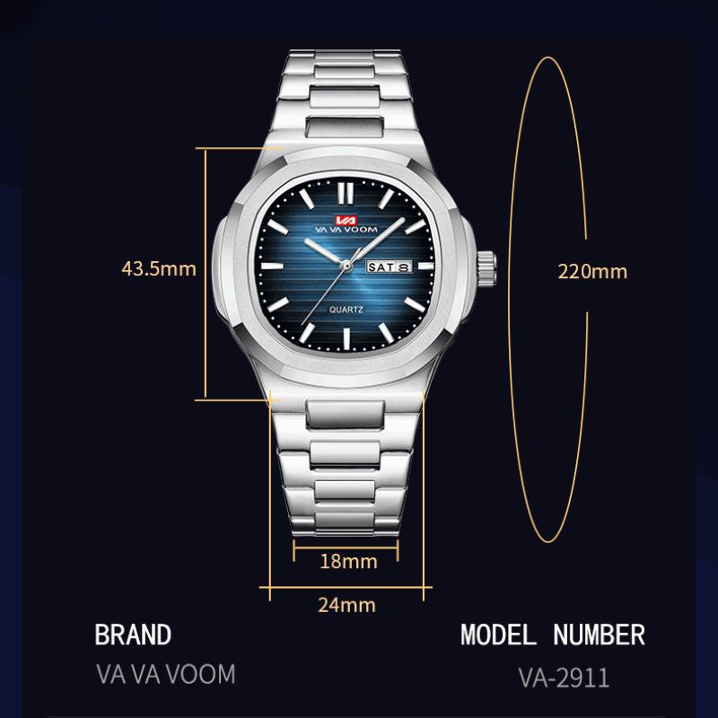 Business Calendar Quartz Waterproof Watch Round Men's Steel Belt Watch