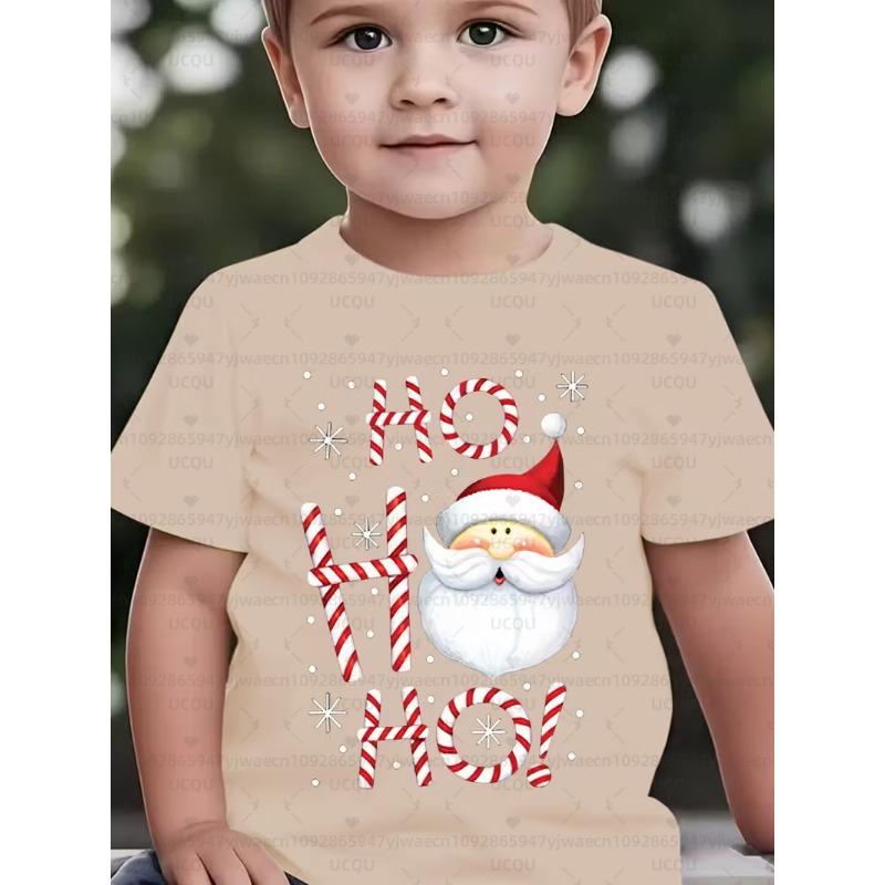 Boys' Christmas & Summer Short Sleeve T-Shirt Santa Claus Cartoon Print Christmas Girl's Men's Women's T-shirt Tops