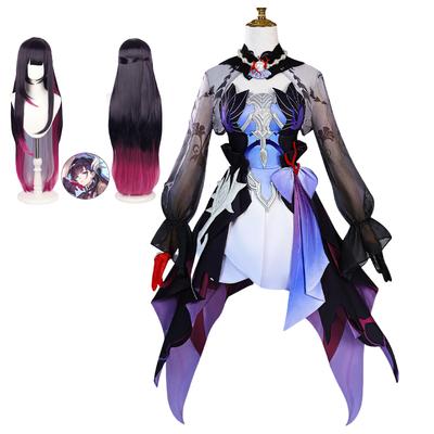 Spiel Honkai Start Rail Helektra Cosplay Kostüm Komplettset mit Accessoires Helektra Cosplay Perücke Outfit Uniform Kleid