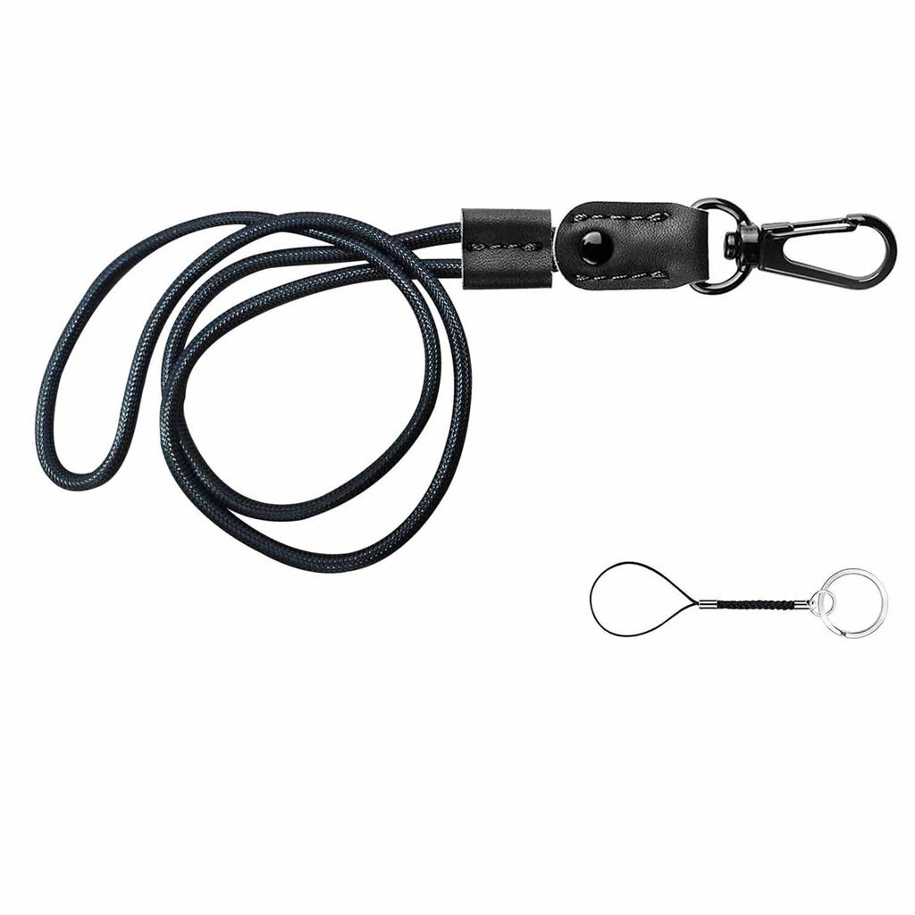 Skórzana smycz z metalowym klipsem Długa smycz na szyję Brelok do kluczy Uchwyt na klucze Regulowane smycze breloki