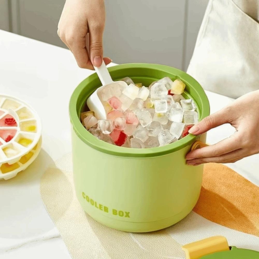 With Ice Tray and Shovel Party Ice Bucket Folding Handle Ice Cube Box Cold Drink Tub Fridge