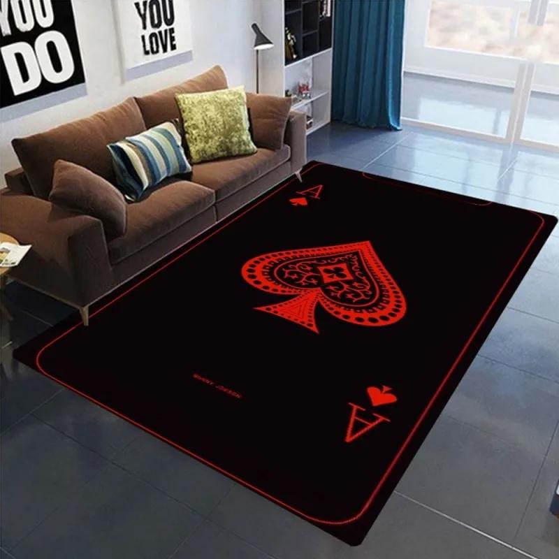 Ace of Hearts Poker Card Pattern Area Rug Non-Slip and Machine Washable Carpet for Living Room Bedroom Decor Floor Mat