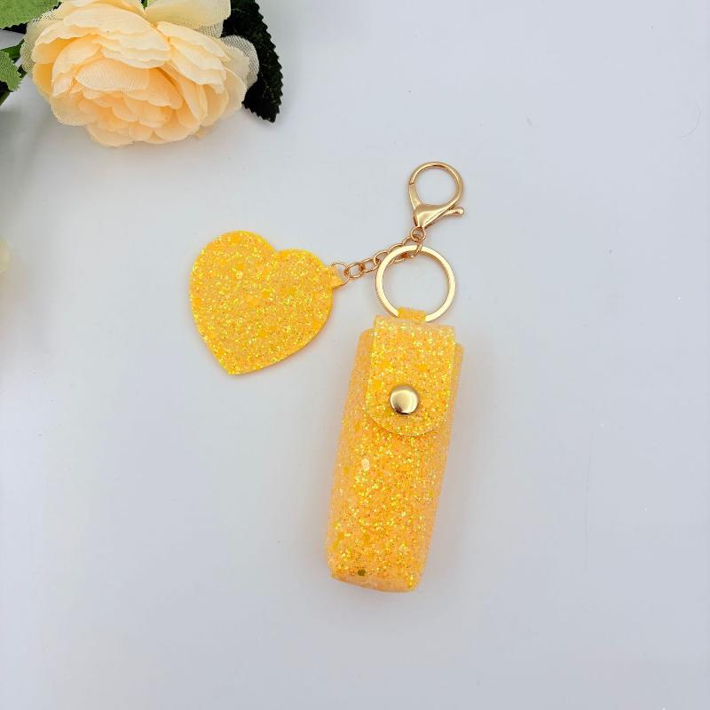 Chic Lipstick Holder Keychain Portable Makeup Bag Built-In Mirror Lipstick Protector Travel Companion