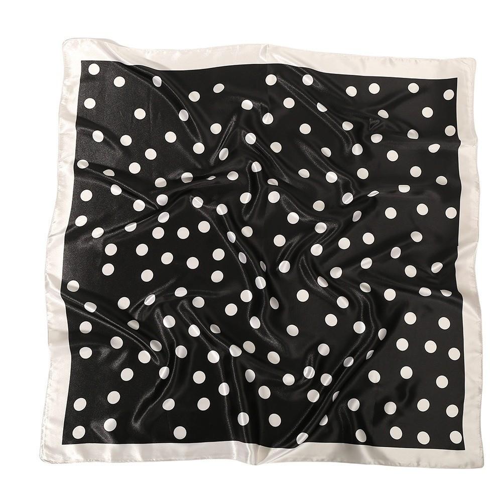 Dot Pattern Dot Print Square Scarf Silk Satin Silk Scarf New Head Scarf  Women чёрный