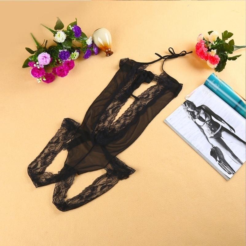 New Sexy Lingerie Hot Black Lace Spliced Erotic Lingerie Costumes Temptation Transparent Sleepwear