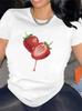 Camiseta Com Estampa De Morango Leve E Confortvel Para Uso Casual Estilo Harajuku Oversized