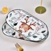 Zhishi Ceramic Deer Pattern Fish Plate Set