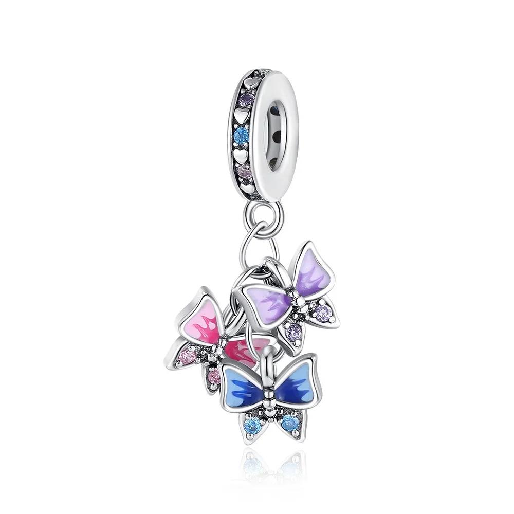 Charms Exquisite 925 Silver Butterfly Pendant Dragonfly Flowers Bead for Women Necklace DIY Bracelet Fine Jewellery Gift