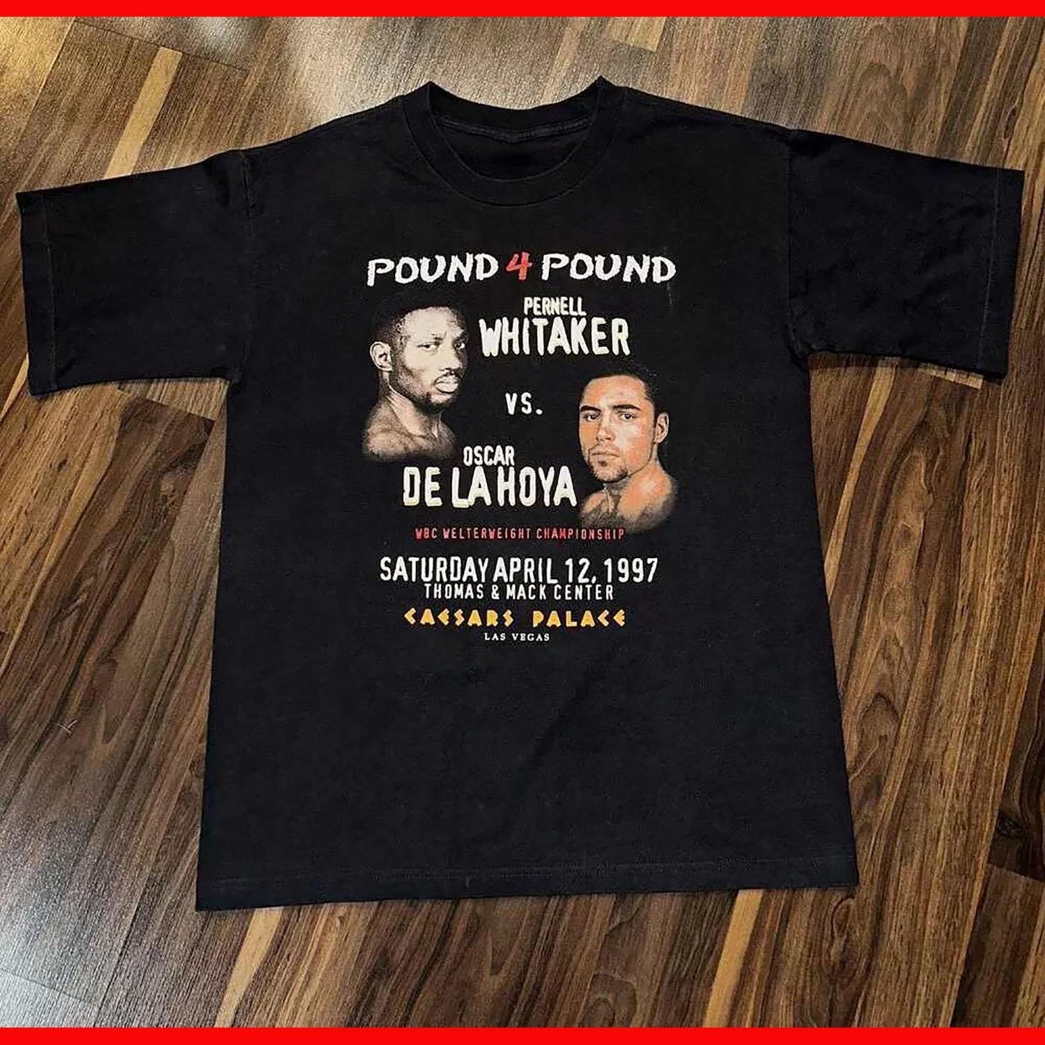 Vtg 1997 Oscar De La Hoya vs. Pernell Whitaker Black Shirt M