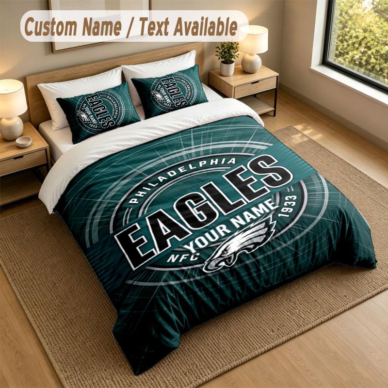 Bedding Set 1 Duvet Cover 2 Pillowcases Philadelphia Eagles Print Soft Bed Linen Bedroom Decor