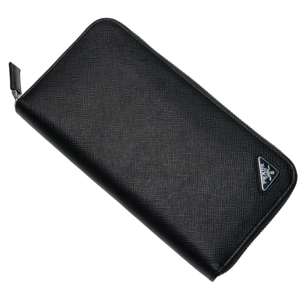 Dlouhá peněženka s kulatým zipem, reliéfní kůže 2ML317 QHH F0002 černá [Prada] Pánská [Položka]