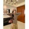 Women's Trendy Slim-Fit Striped Long-Sleeve T-Shirt for Autumn/Winter - Versatile Casual Inner Wear with Round Neck