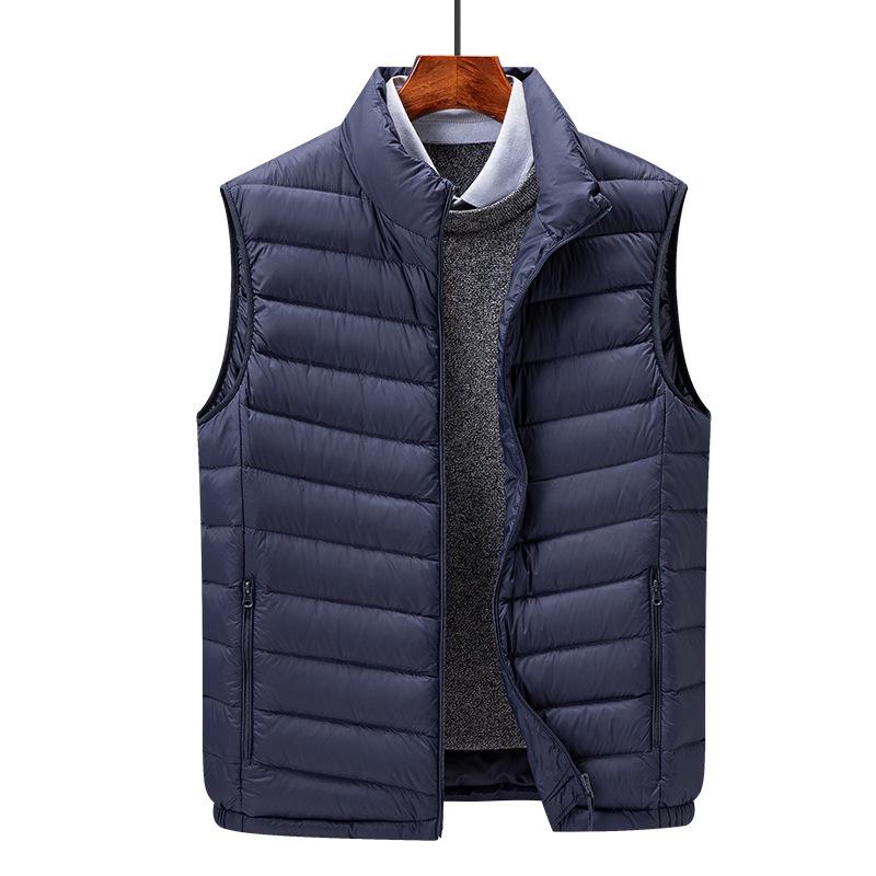 

2025 Winter Men s Lightweight Stand Collar Down Vest - Warm, Casual, Fashionable 2XL темно-синього кольору
