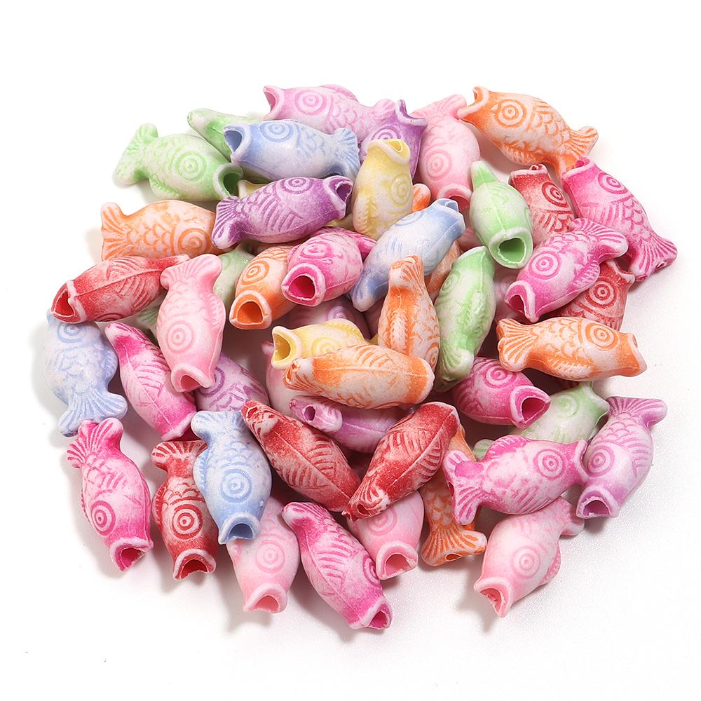 200pcs/lot Multiple Styles Plastic Beads Cat Flower Star Fish Shell Beads Loose Spacer Beads For Jewelry Making DIY Accessories
