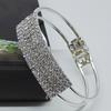 Luxury Full Rhinestone Inlaid Hollow Band Cuff Bangle Bracelet Women Jewelry