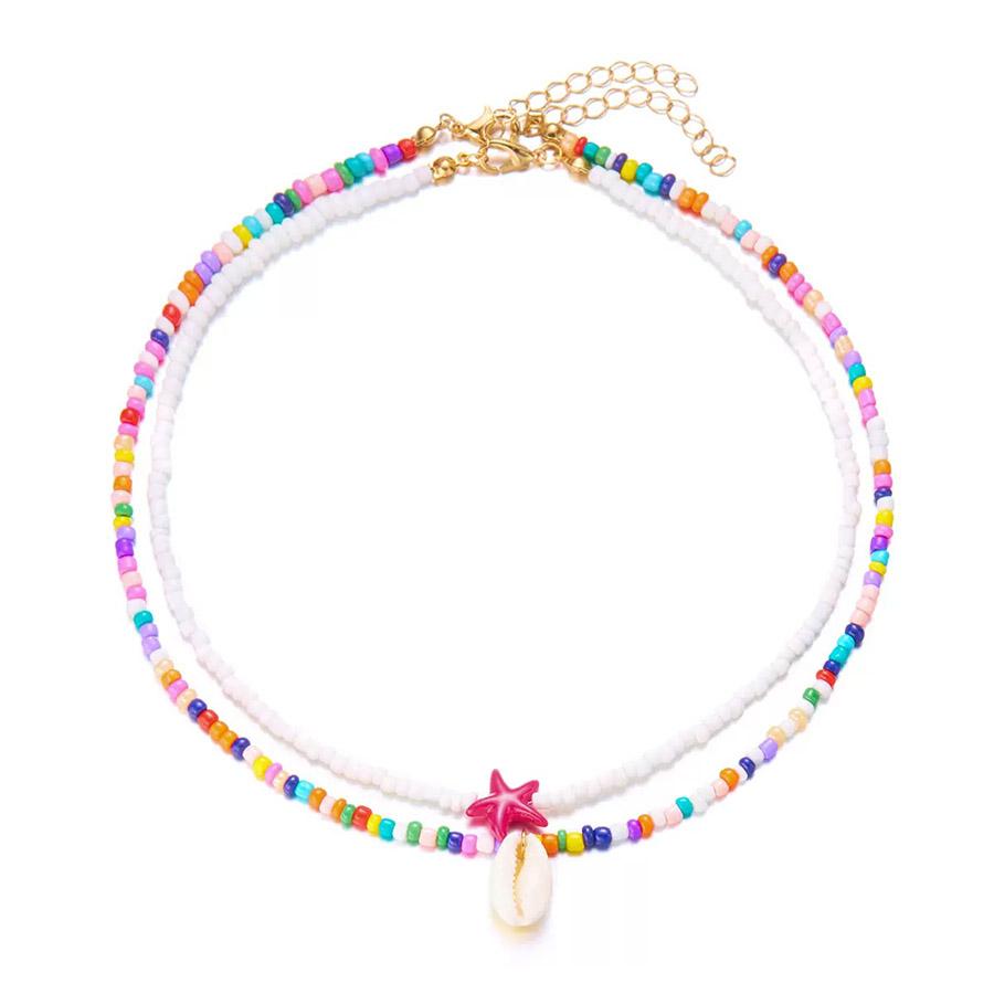 Noter New Bohemia Women Necklace Ocean Style Shell Starfish Short Collar Seed Beads Choker Colar Leisure Versatile Accessories
