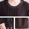 Women's long Sweater Dress Knitted Patchwork PU Leather A-Line Dress Plus Size Knitted Dress for Autumn and Winter ...