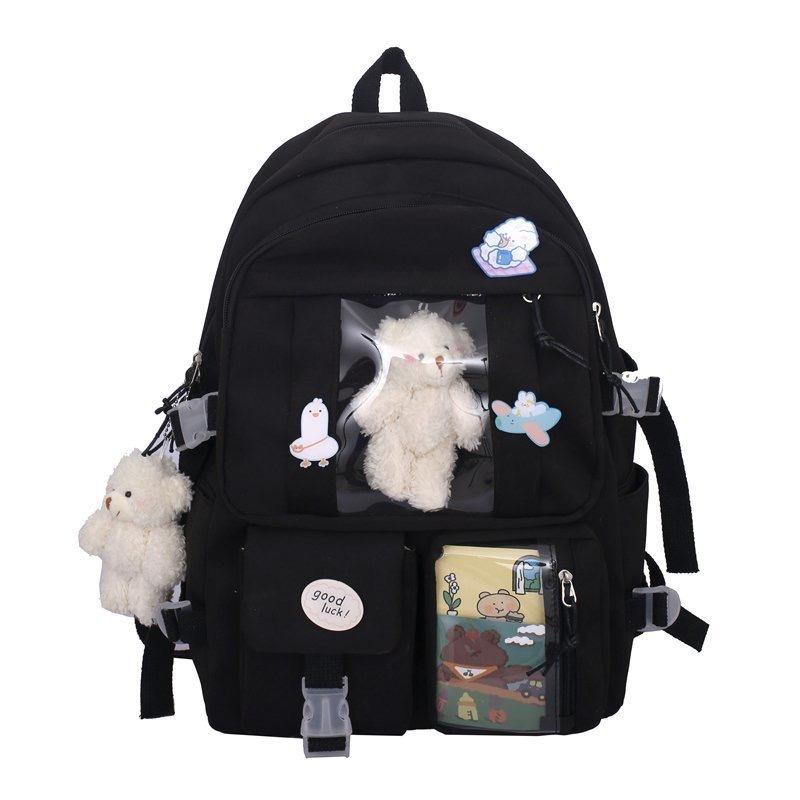 Wind Large Capacity High School Student Schoolbag Female Harajuku Cartoon Backpack Junior High School Student Backpack