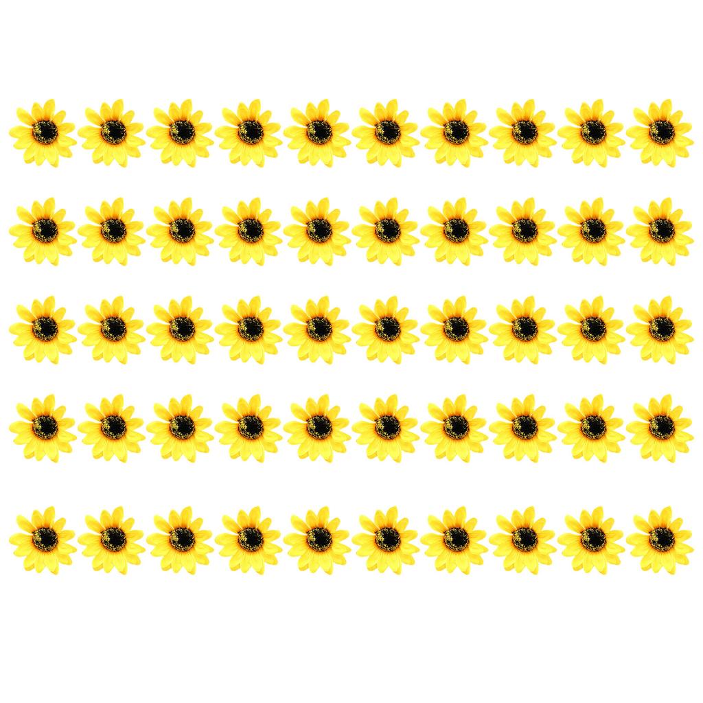 50 Pcs Decorative Flowers Craft Floral Embellishments Yellow Artificial Flower For Crafts Wedding Decoration Three Sizes