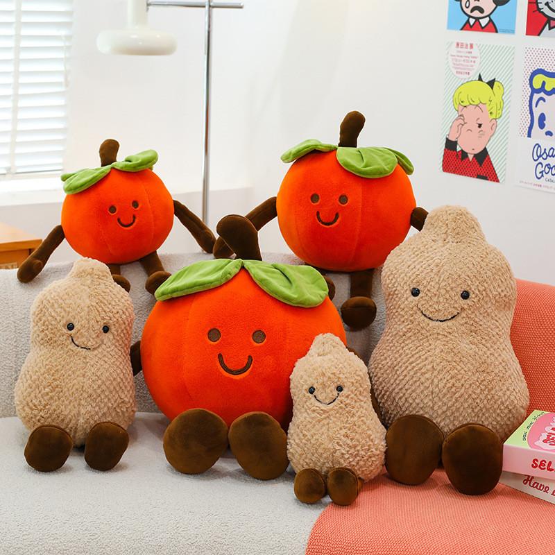 Novelty Plush Pillow With Persimmon And Peanut Animal Designs For Kids And Collectors