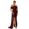 Cross-Border Foreign Trade Dress European and American Style Sexy Birthday Party Long Gown Plus Size Wedding Evening Dress Performance Dress