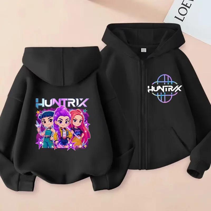 Hoodies Sweatshirts Girls Zip Sweatshirt Children's Clothing Cartoon Print Hoodie Casual Top
