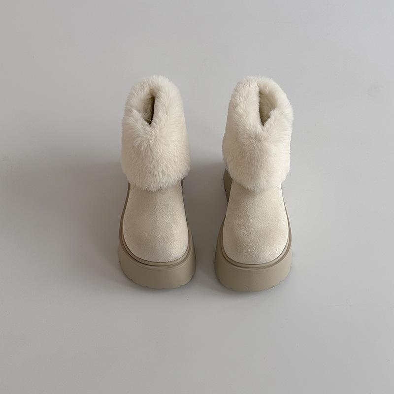 

Piaohong versatile literary and artistic fan thick-soled heightening snow boots trendy girl 2025 autumn and winter new velvet warm big head cotton s 40 бежевый