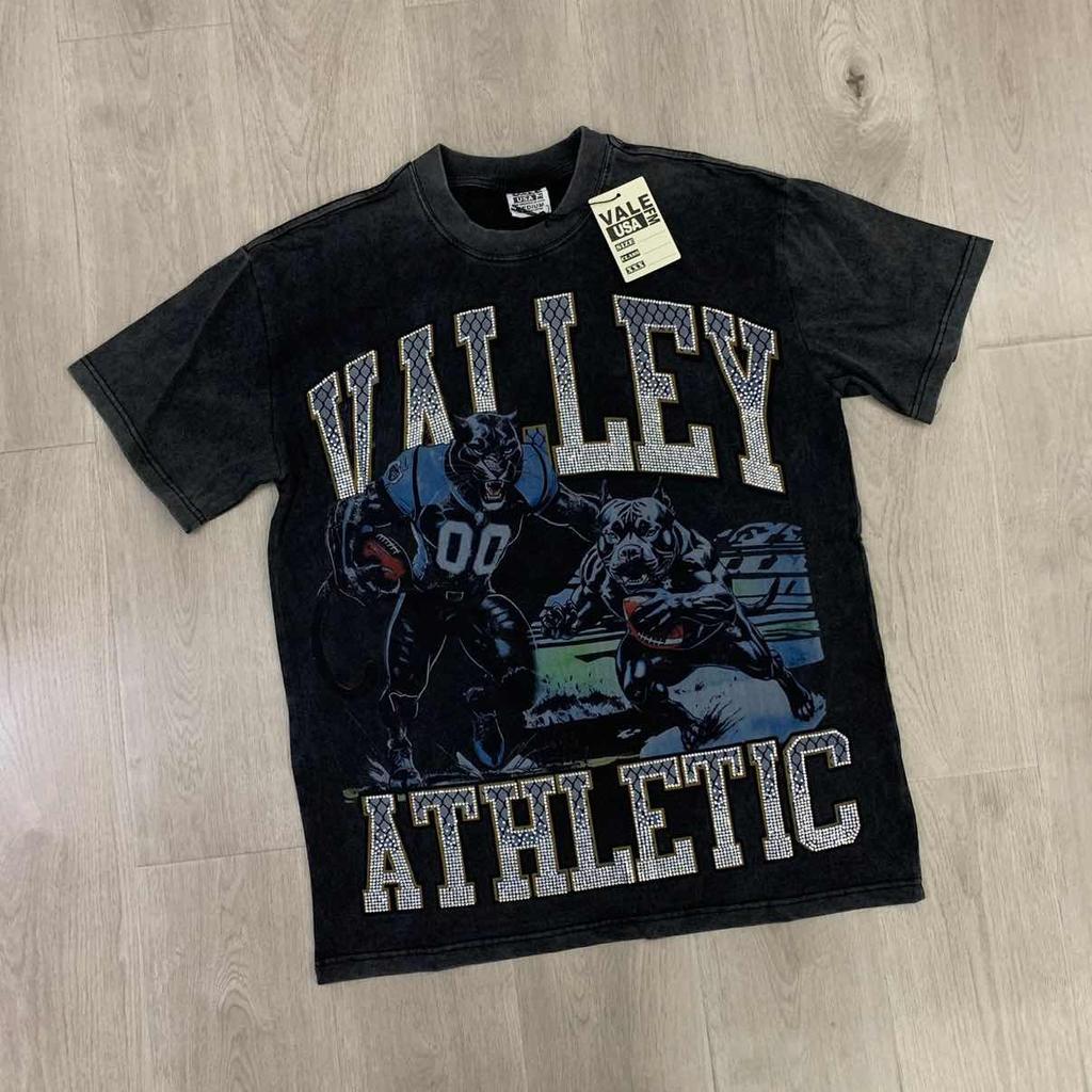 DRIPX T-shirt da uomo a maniche corte, 100% cotone, morbida, comoda e casual, vestibilità larga streetwear, modello a fantasia 'Valley Pattern 1'