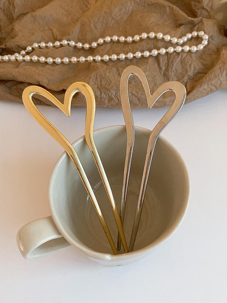 Metal Heart Women Hairpins Girls Hair Forks Hair Sticks Elegant U-shape Hair Pins Clips Headwear Women Hair Accessories Headwear