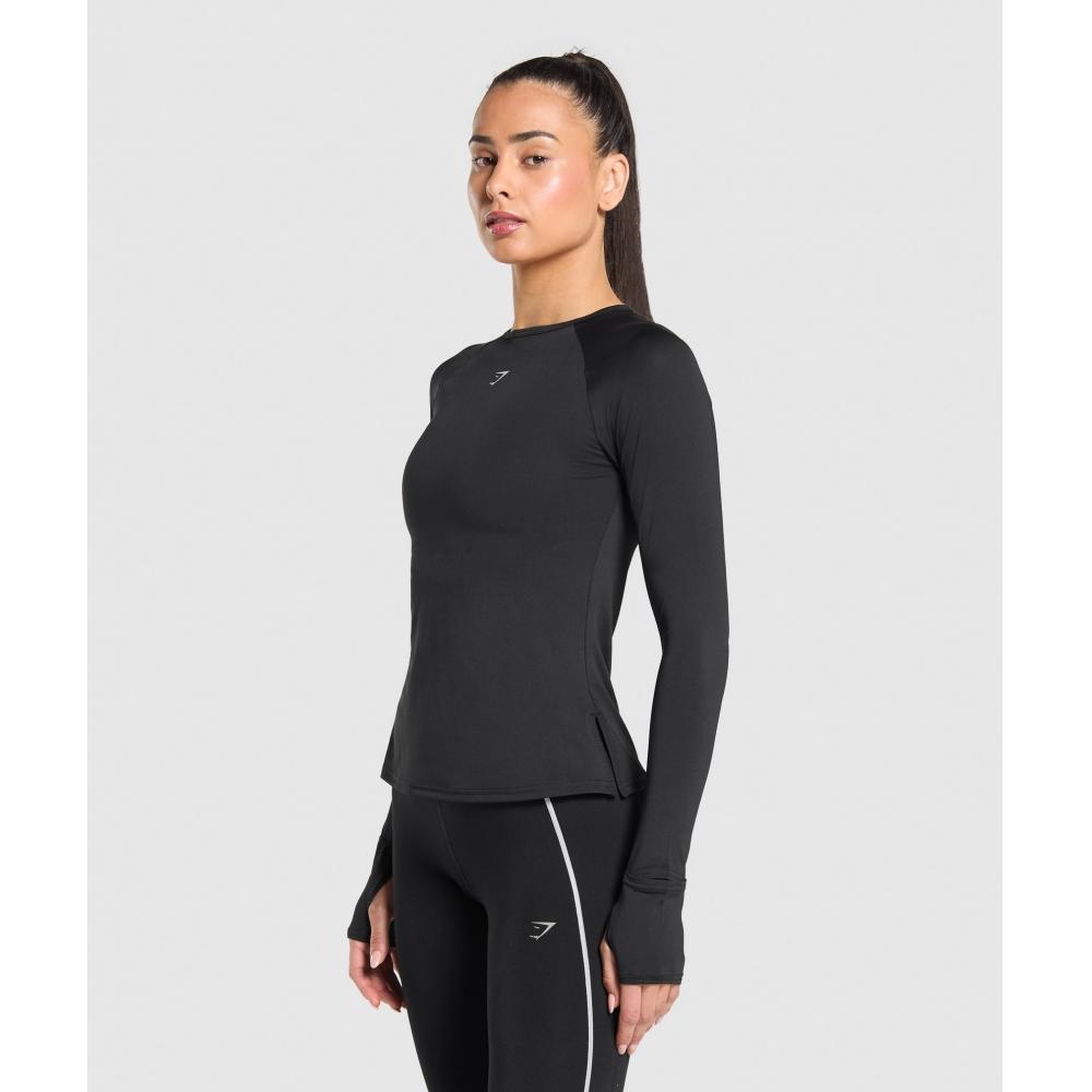 Gymshark Running Long Sleeve Top Black B2c8m Bb2j