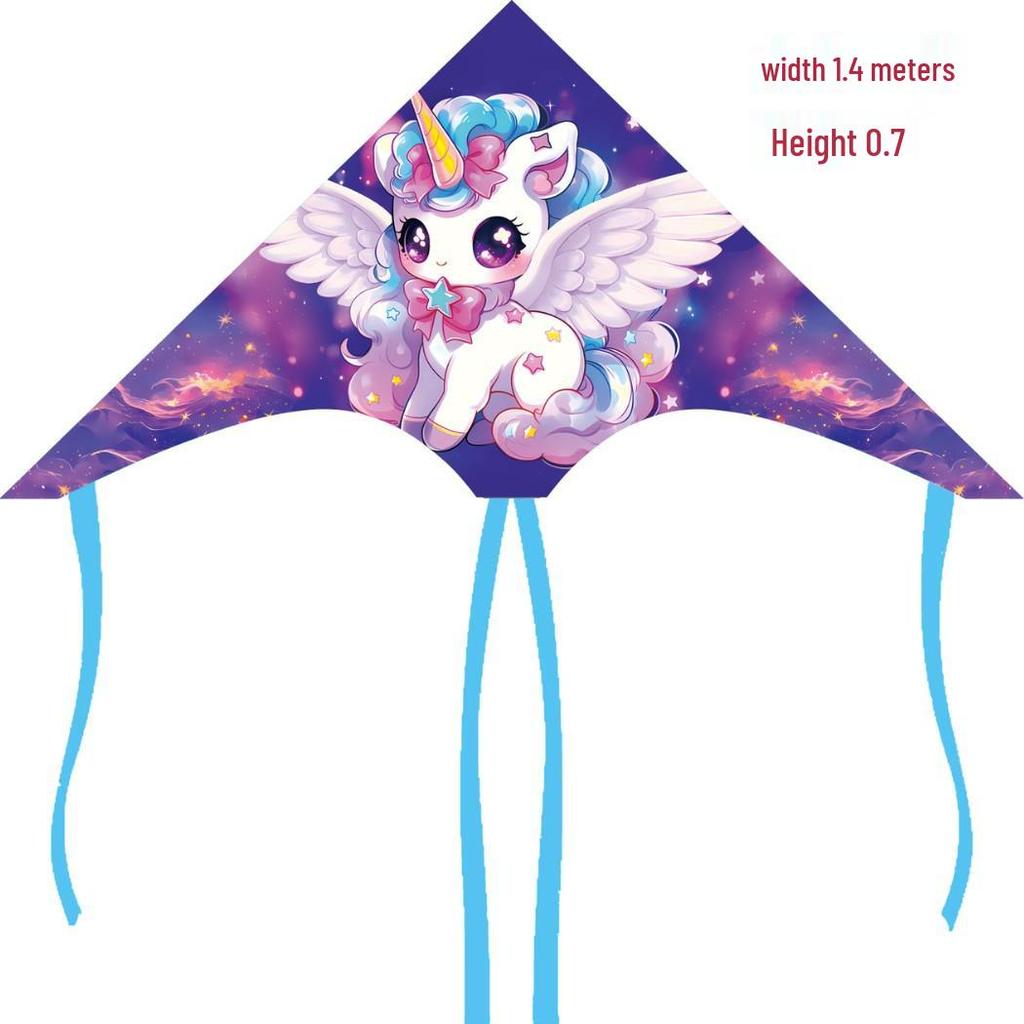 Weifang Cartoon Delta Double-Tail Kite: Handmade, Plaid, Easy-Fly, Curved Edge, Outdoor Toy for Kids