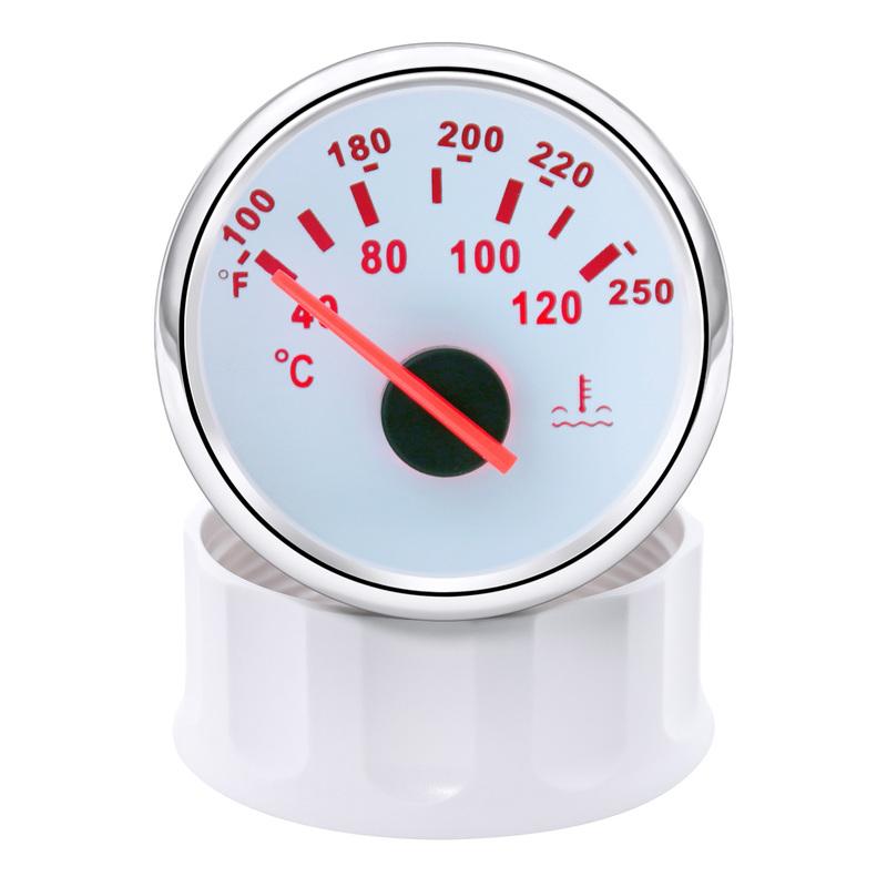 ZMFJH 2"52MM Water Temperature Gauge 40-120℃,100-250℉ Pointer Water Temp Meter Red Light for Universal Car Boat Yacht 12V24VDC