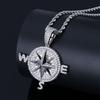 European and American Compass Compass Shaped Personalized Pendant Full of Zircon Trendy Brand Mens Necklace Accessories